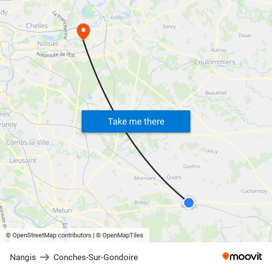 Nangis to Conches-Sur-Gondoire map