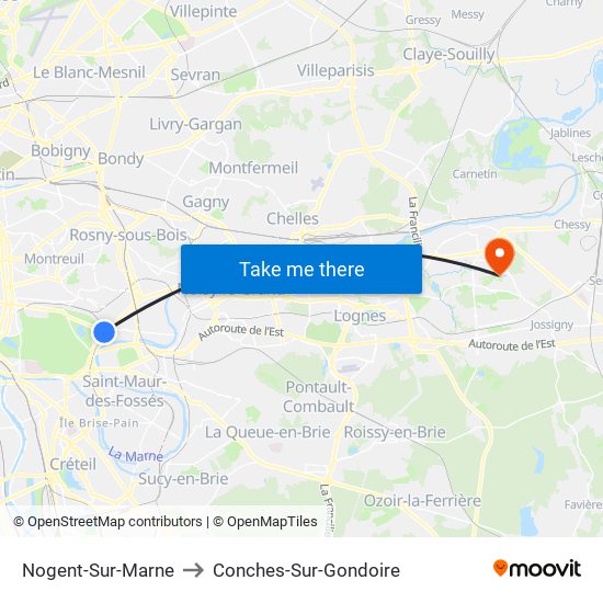 Nogent-Sur-Marne to Conches-Sur-Gondoire map