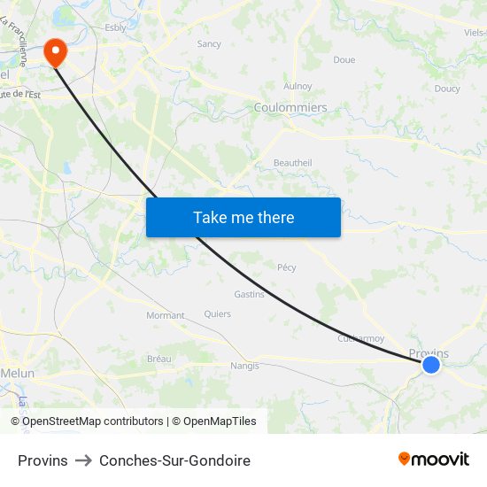 Provins to Conches-Sur-Gondoire map