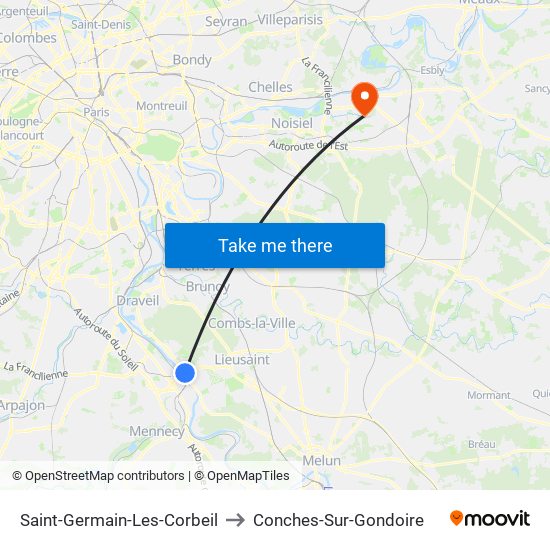 Saint-Germain-Les-Corbeil to Conches-Sur-Gondoire map