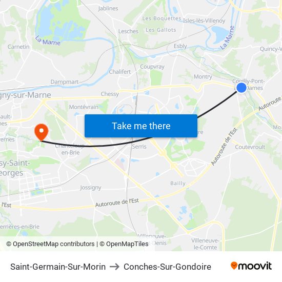 Saint-Germain-Sur-Morin to Conches-Sur-Gondoire map