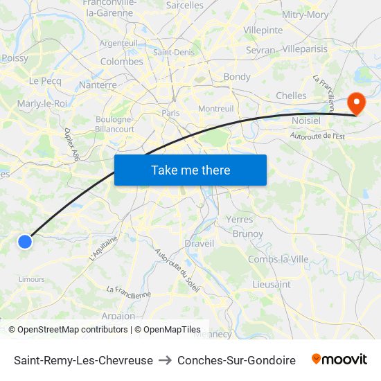 Saint-Remy-Les-Chevreuse to Conches-Sur-Gondoire map