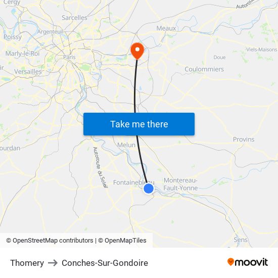 Thomery to Conches-Sur-Gondoire map
