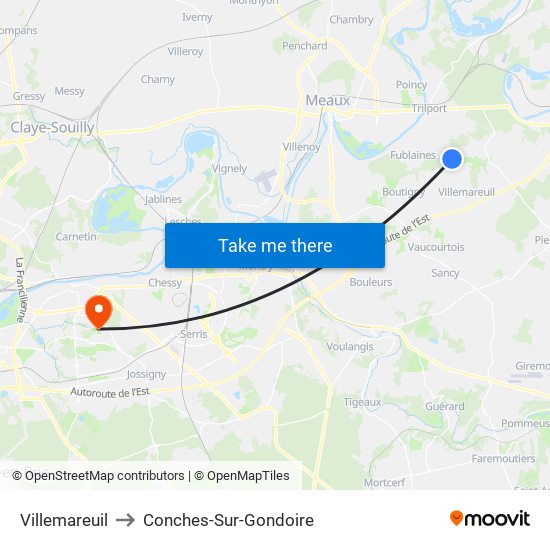 Villemareuil to Conches-Sur-Gondoire map