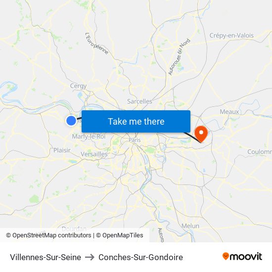 Villennes-Sur-Seine to Conches-Sur-Gondoire map