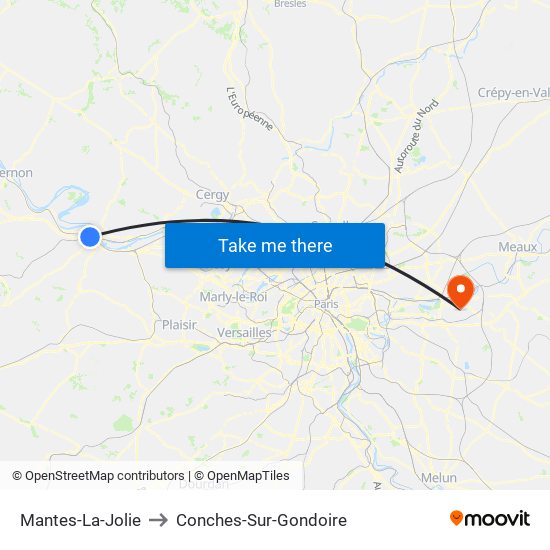 Mantes-La-Jolie to Conches-Sur-Gondoire map