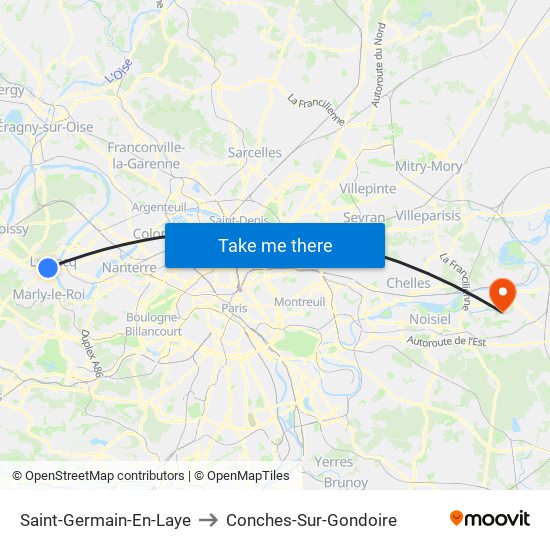 Saint-Germain-En-Laye to Conches-Sur-Gondoire map