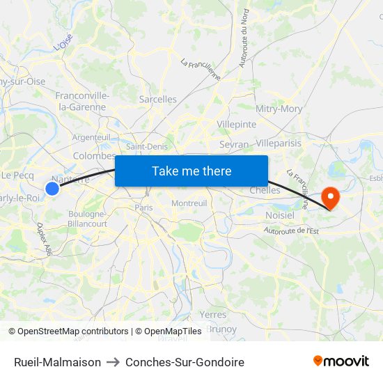 Rueil-Malmaison to Conches-Sur-Gondoire map