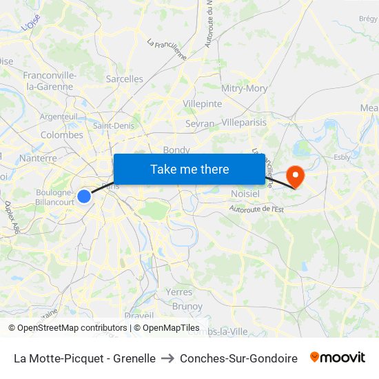 La Motte-Picquet - Grenelle to Conches-Sur-Gondoire map
