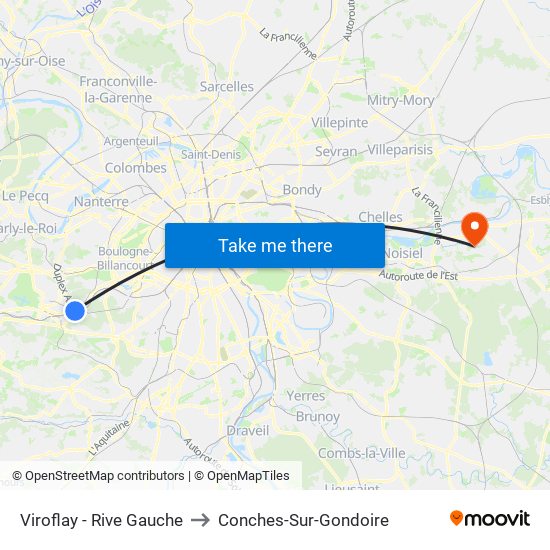 Viroflay - Rive Gauche to Conches-Sur-Gondoire map