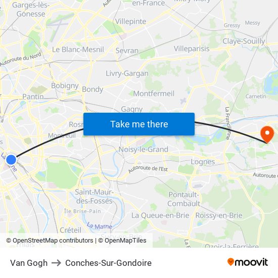 Van Gogh to Conches-Sur-Gondoire map