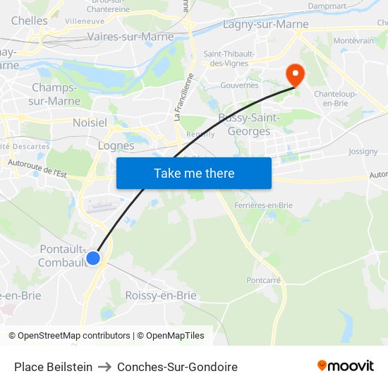 Place Beilstein to Conches-Sur-Gondoire map