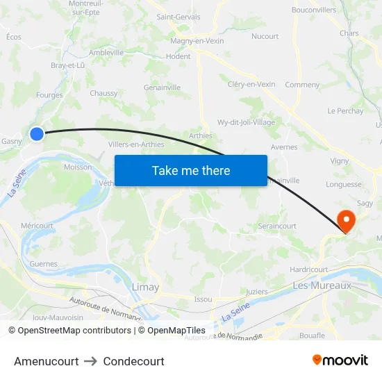 Amenucourt to Condecourt map