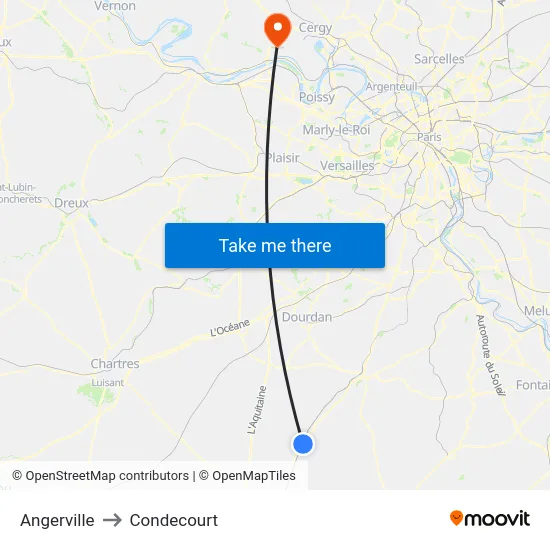 Angerville to Condecourt map