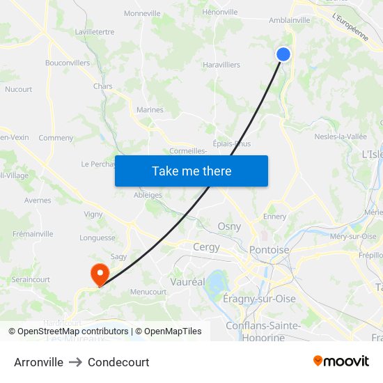 Arronville to Condecourt map