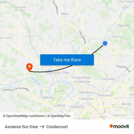 Asnieres-Sur-Oise to Condecourt map
