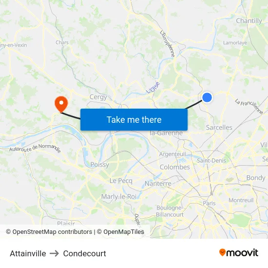 Attainville to Condecourt map