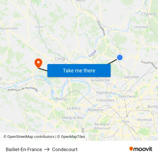 Baillet-En-France to Condecourt map