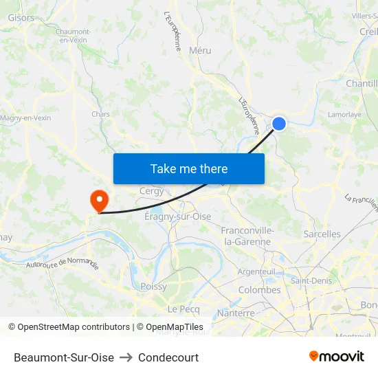 Beaumont-Sur-Oise to Condecourt map