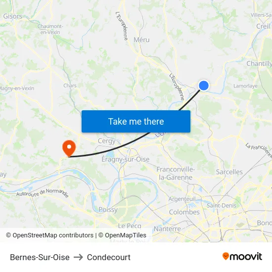 Bernes-Sur-Oise to Condecourt map