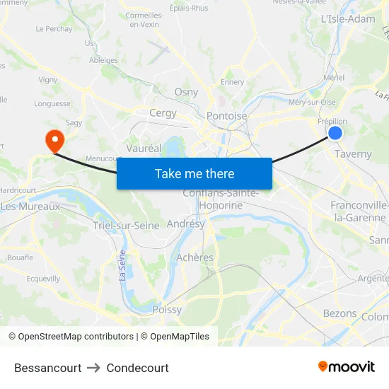 Bessancourt to Condecourt map