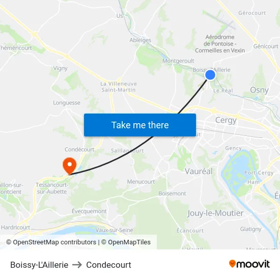 Boissy-L'Aillerie to Condecourt map