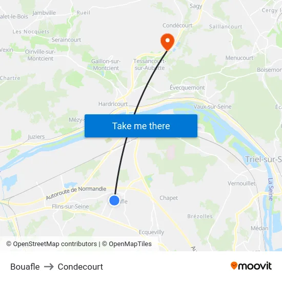 Bouafle to Condecourt map