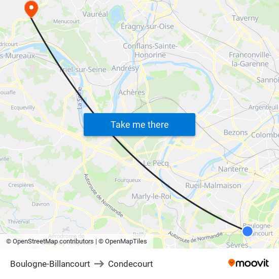 Boulogne-Billancourt to Condecourt map