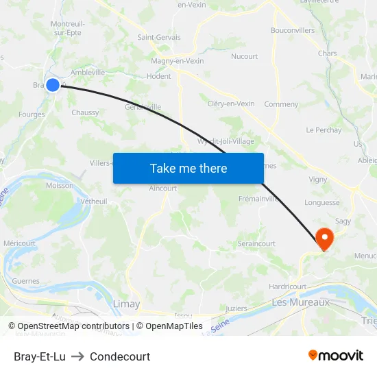 Bray-Et-Lu to Condecourt map