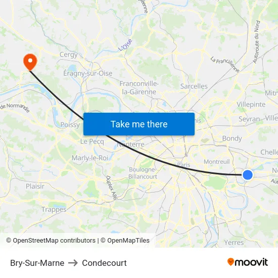 Bry-Sur-Marne to Condecourt map