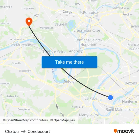 Chatou to Condecourt map