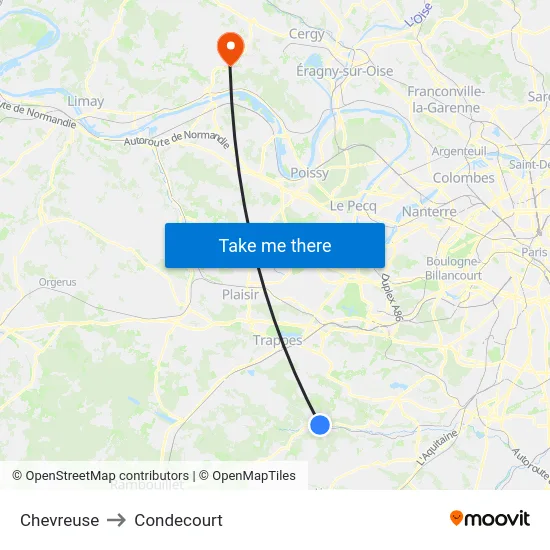 Chevreuse to Condecourt map