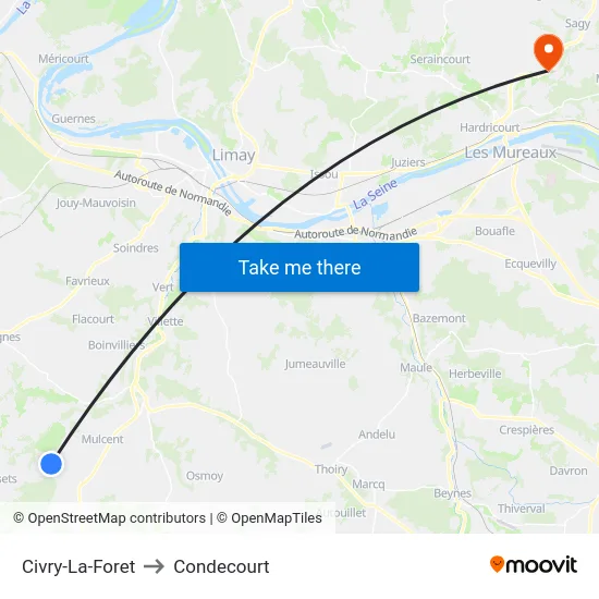 Civry-La-Foret to Condecourt map