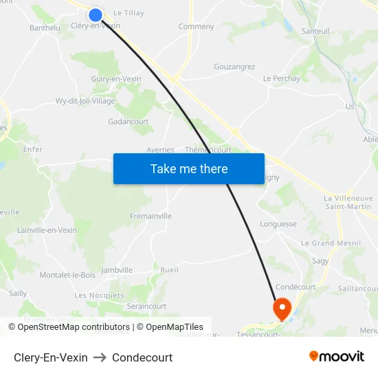 Clery-En-Vexin to Condecourt map