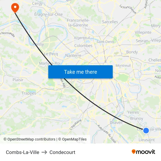 Combs-La-Ville to Condecourt map
