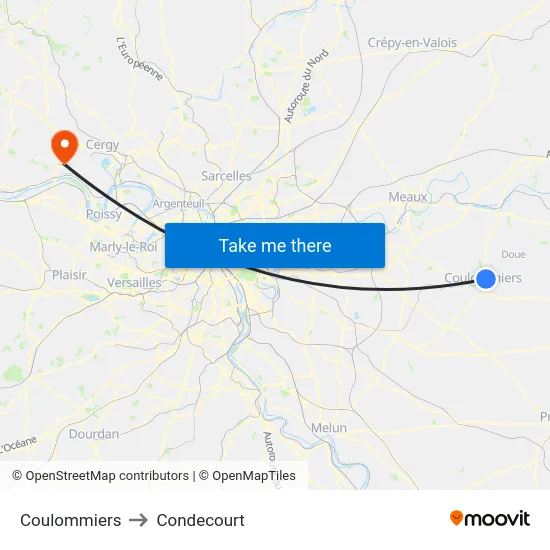 Coulommiers to Condecourt map