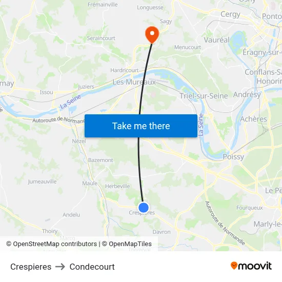 Crespieres to Condecourt map