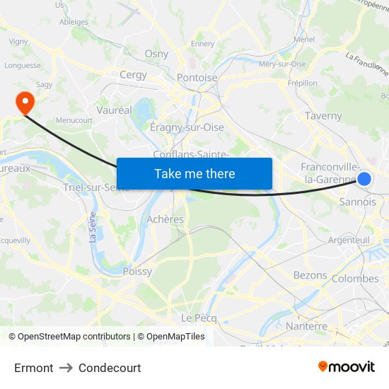 Ermont to Condecourt map