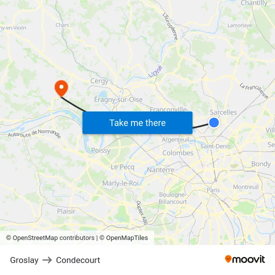 Groslay to Condecourt map