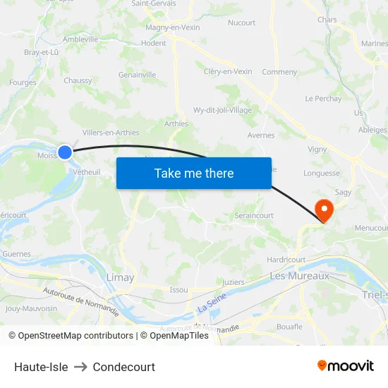 Haute-Isle to Condecourt map