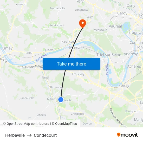 Herbeville to Condecourt map