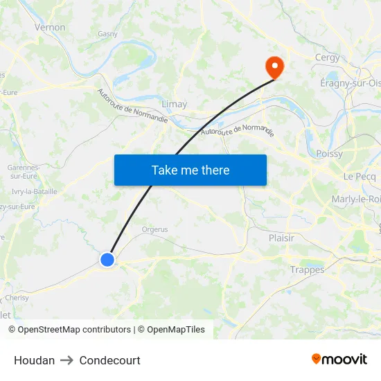 Houdan to Condecourt map