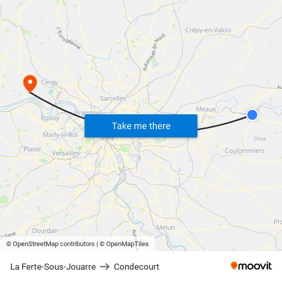 La Ferte-Sous-Jouarre to Condecourt map