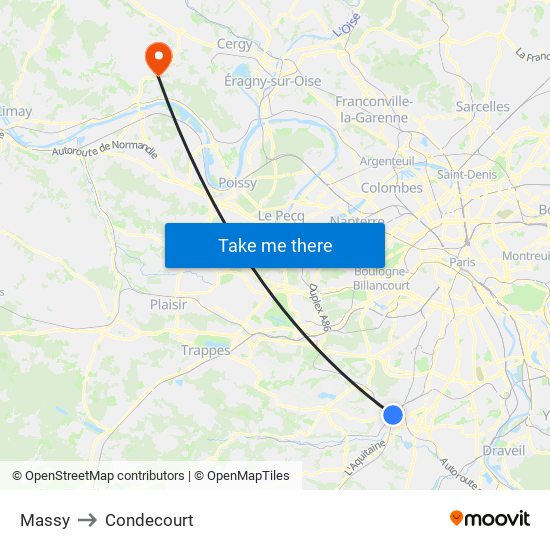 Massy to Condecourt map
