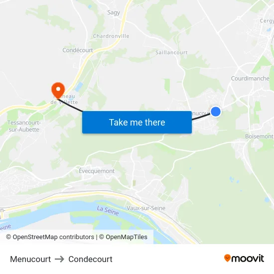 Menucourt to Condecourt map