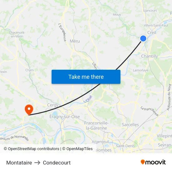 Montataire to Condecourt map