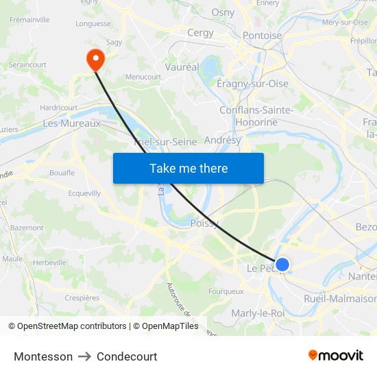 Montesson to Condecourt map