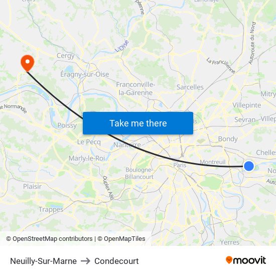 Neuilly-Sur-Marne to Condecourt map