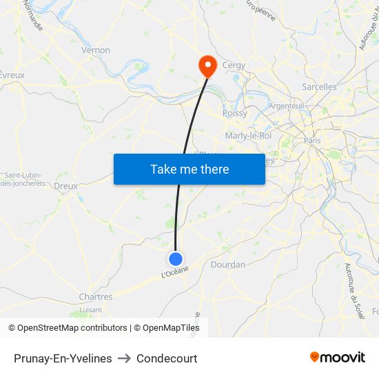 Prunay-En-Yvelines to Condecourt map