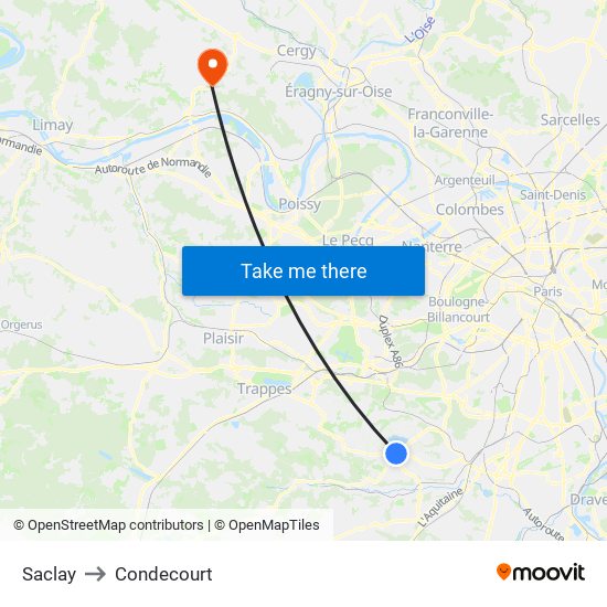 Saclay to Condecourt map